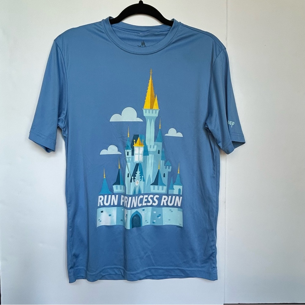 Run Disney Cinderella Light Blue "RUN PRINCESS RUN" Short Sleeve T-Shirt Size S
